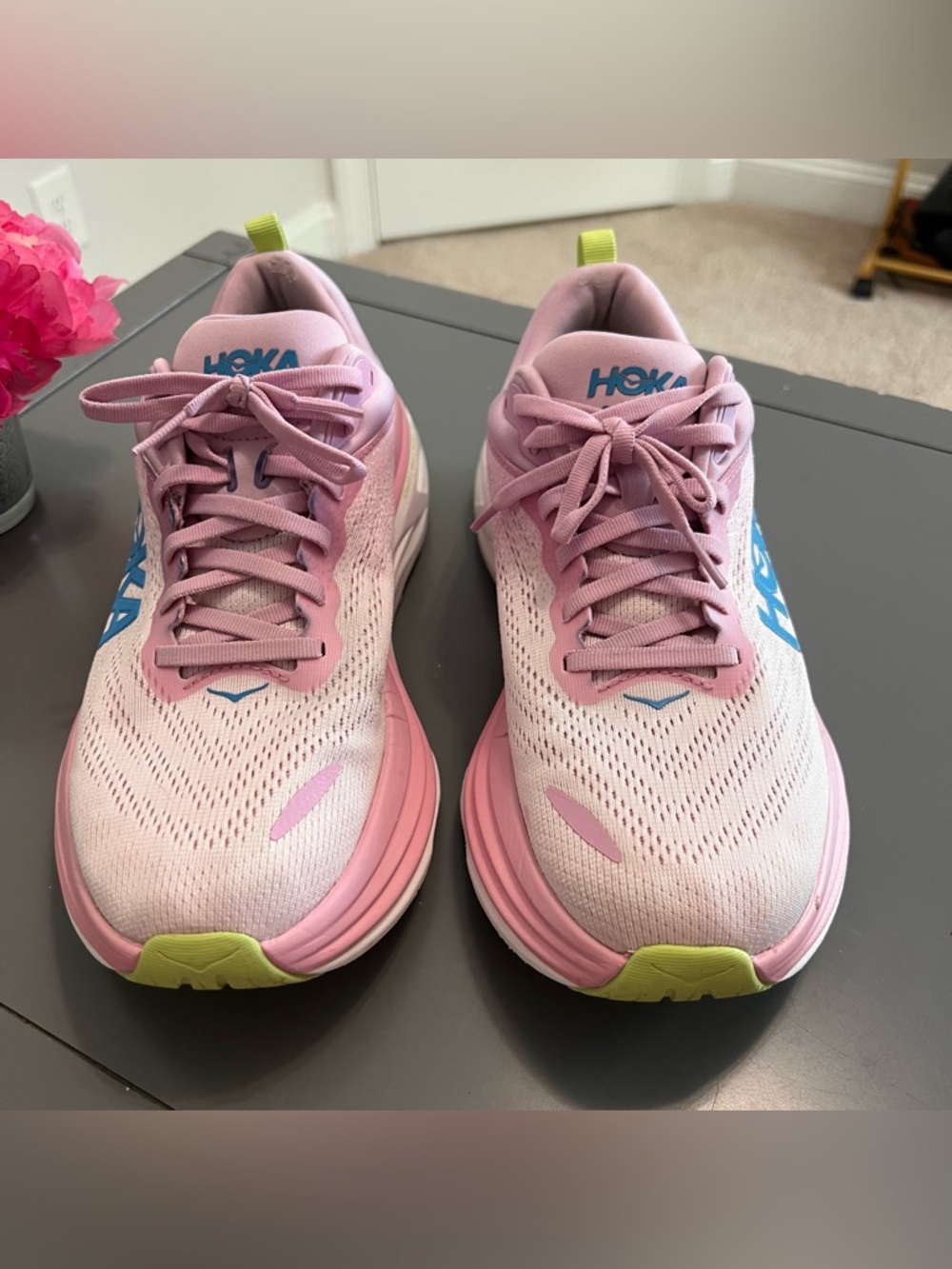 HOKA One One Pink Bondi 8 Running Sneakers - Picture 3 of 11